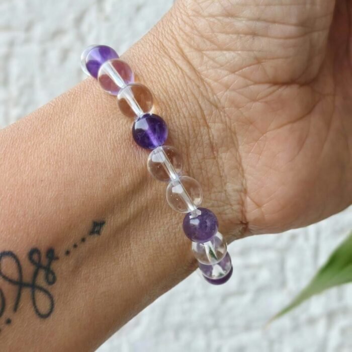 Amethyst and Clear Quartz Bracelet