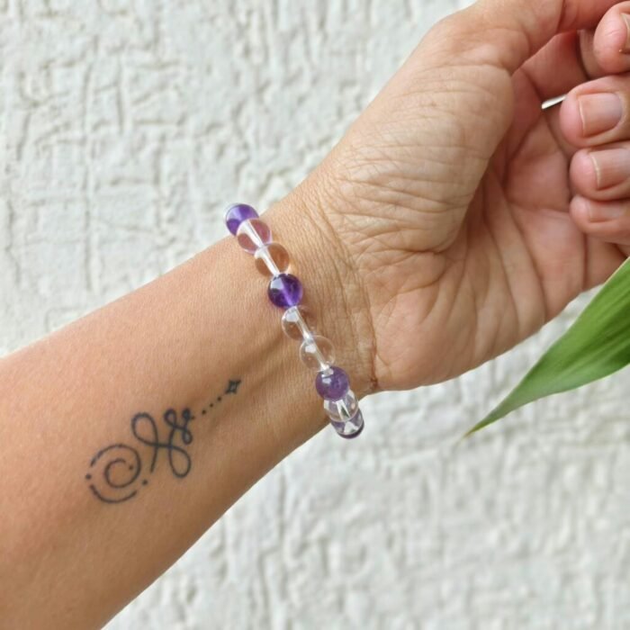 Amethyst and Clear Quartz Bracelet