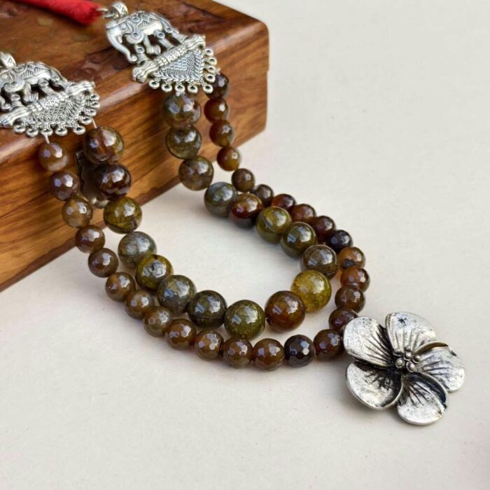 Forest Agate Mala